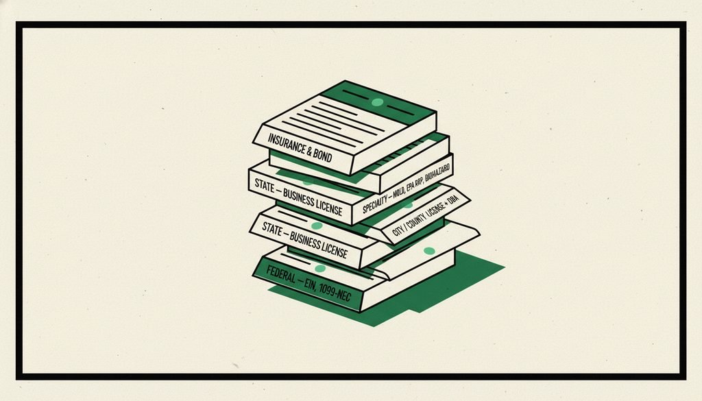 US map showing which states require a statewide general business license for cleaning companies in 2026