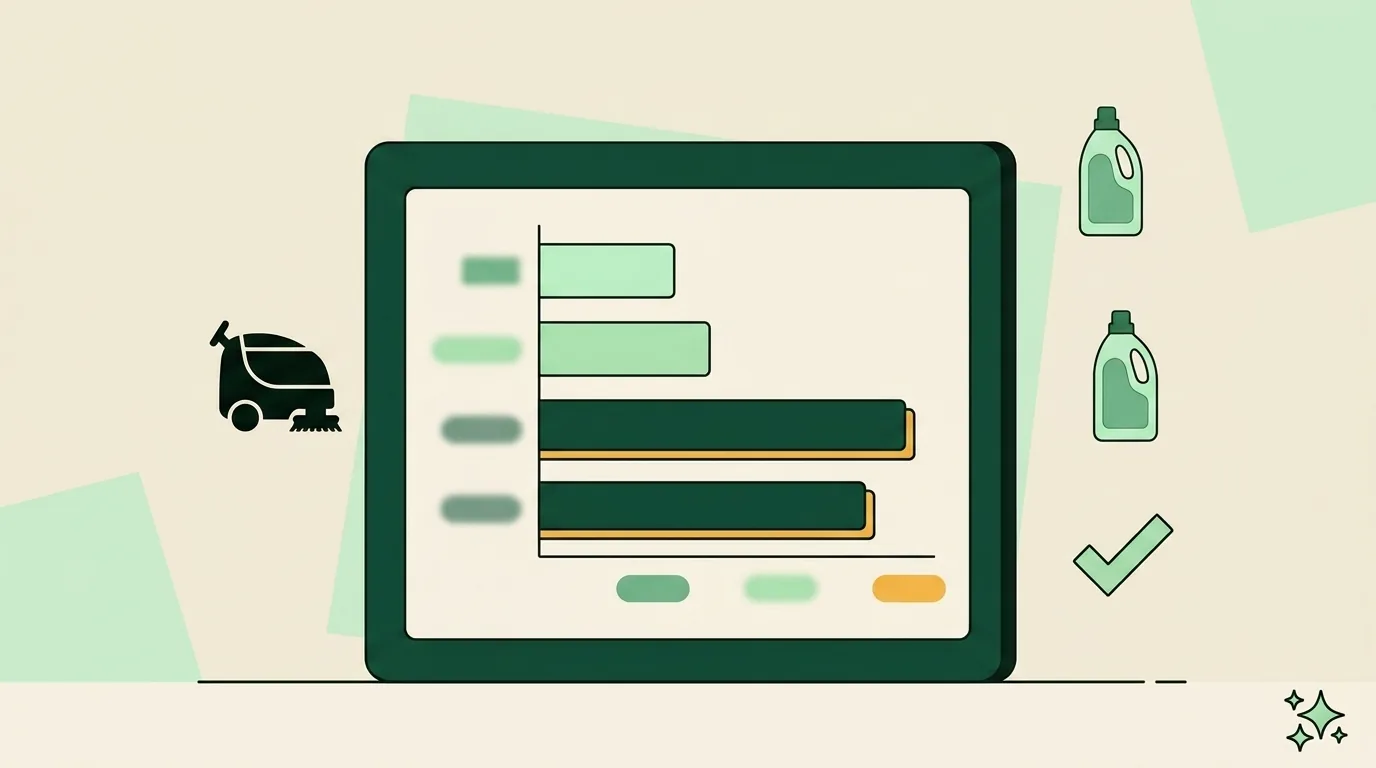 Bar chart comparing monthly software cost for a 5-person cleaning crew across platforms