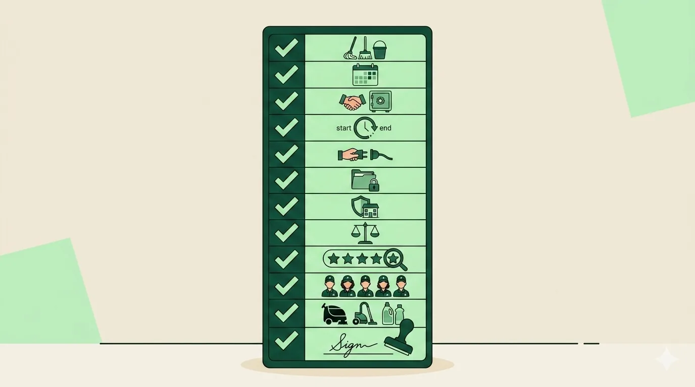 Checklist of the 12 clauses in a commercial cleaning contract
