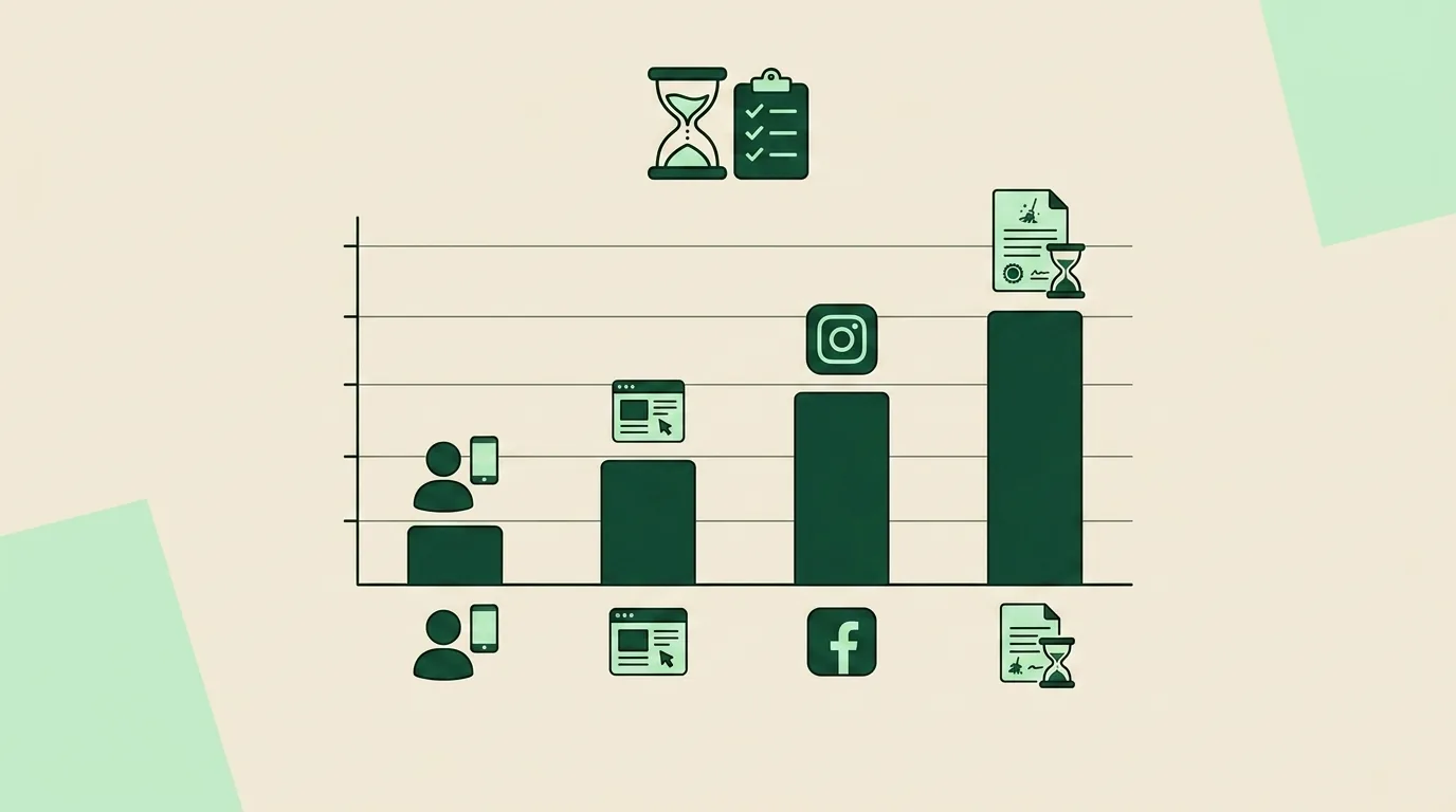 Bar chart ranking cleaning client acquisition channels by typical time to first booked job